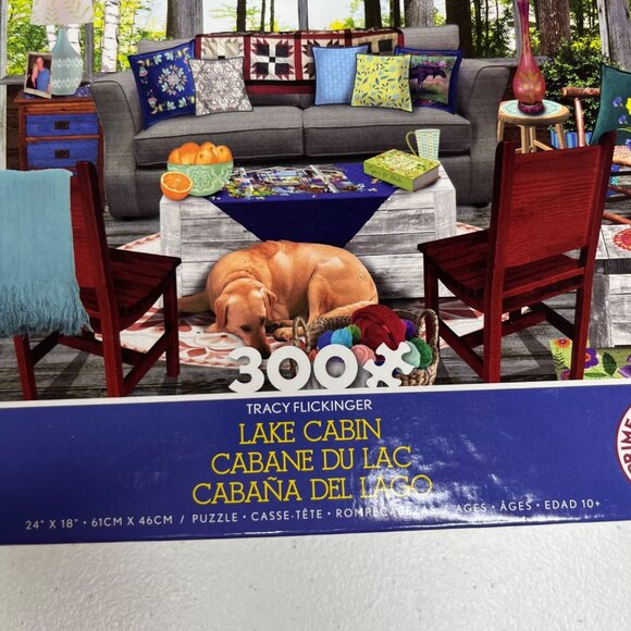 Ceaco Tracy Flickinger Lake Cabin 300 Piece Oversized Jigsaw Puzzle - Picture 4 of 6
